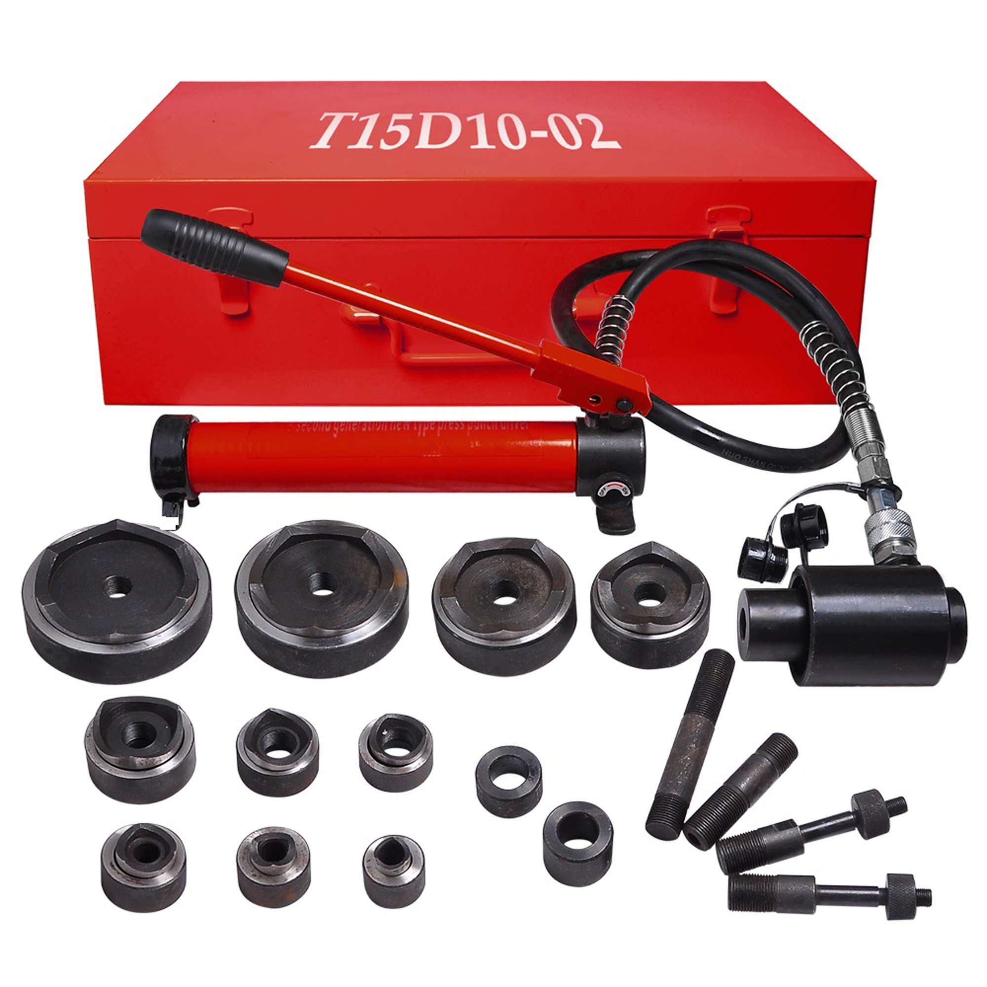 15ton Hydraulic Punch Kit w/ 10 Dies Red 15ton Hydraulic Punch Kit w/ 10 Dies Red