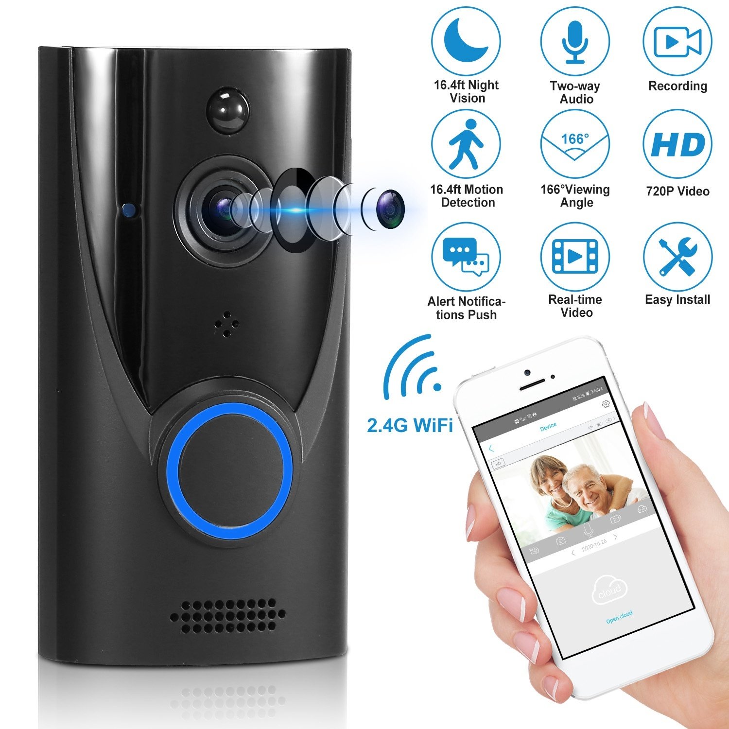 WiFi Video Doorbell Wireless Door Bell 720P HD WiFi Security Camera WiFi Video Doorbell Wireless Door Bell 720P HD WiFi Security Camera