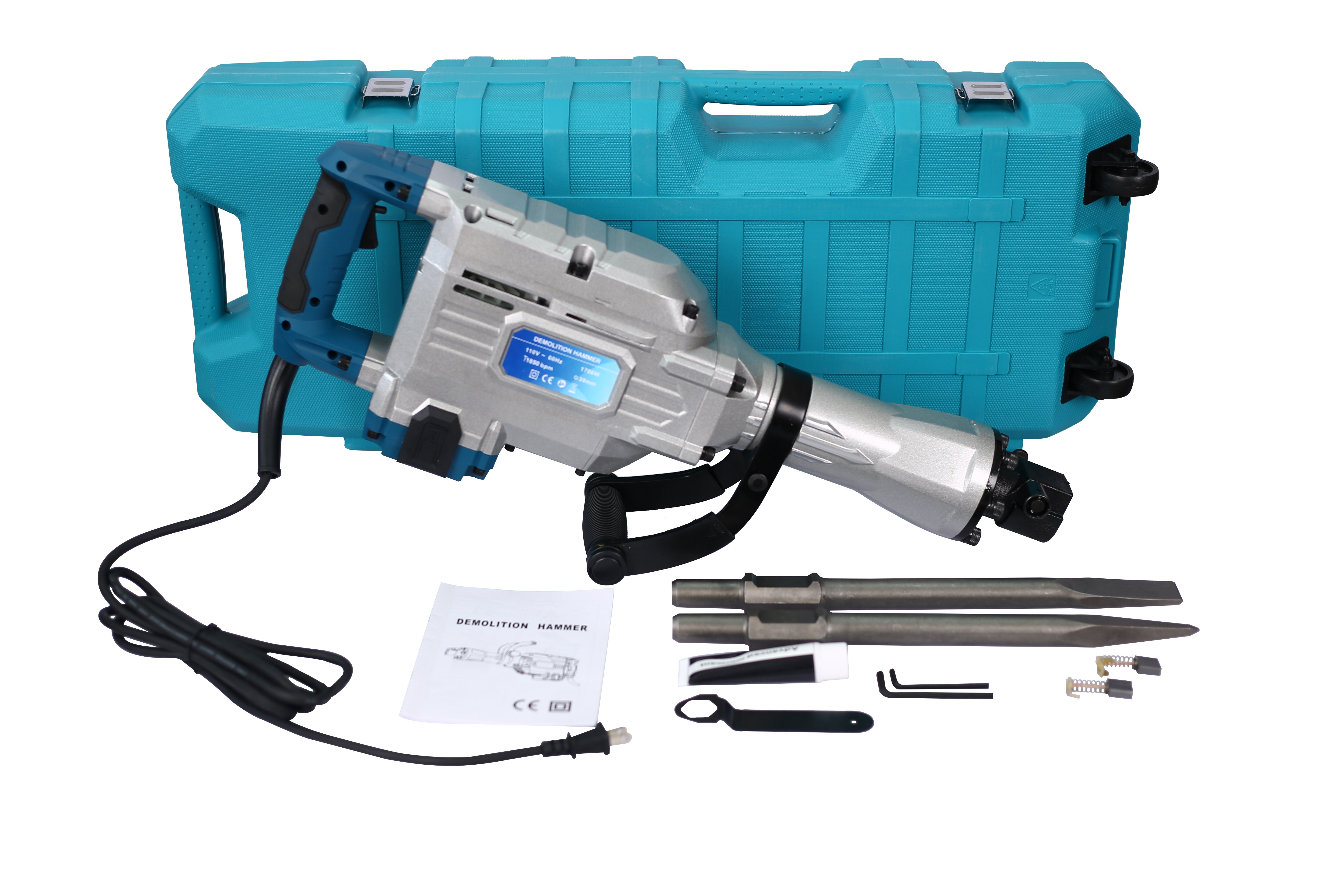 1700W 1900 BPM Electric Demolition Jack Hammer 1-1/8 Inch SDS-Hex Heavy Duty Concrete Pavement Breaker Drills Kit 1700W 1900 BPM Electric Demolition Jack Hammer 1-1/8 Inch SDS-Hex Heavy Duty Concrete Pavement Breaker Drills Kit